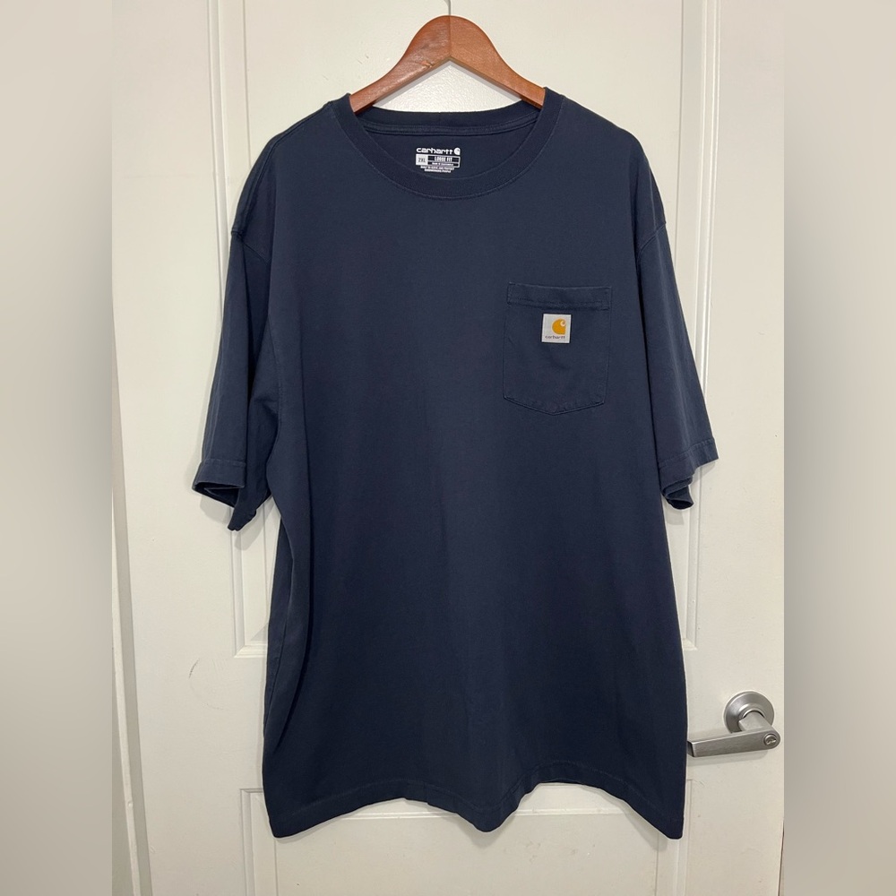 Carhartt Navy Blue Loose Fit Short Sleeve Pocket T-Shirt Size 2XL